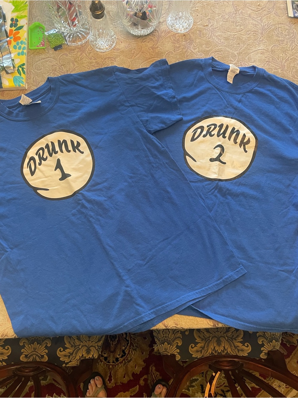 Drunk 1 & Drunk 2 Blue Graphic Unisex T-Shirts